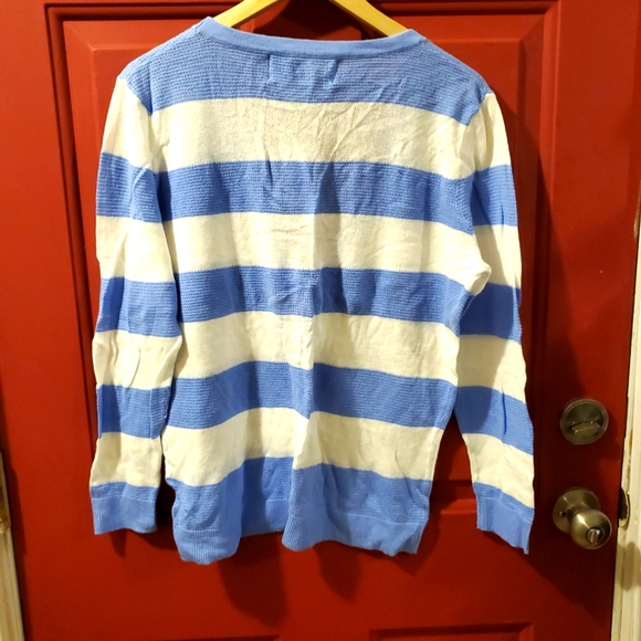 Bestow blue & white striped button down cardigan XL - Picture 9 of 9